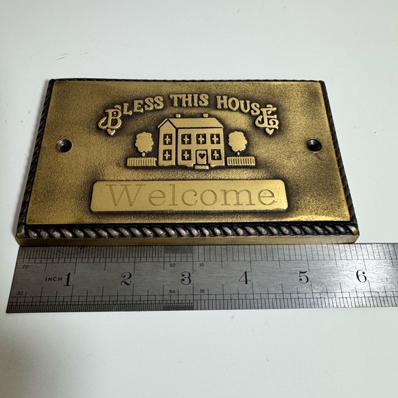 Vintage Gold Welcome Plaque - Bless This House - Picture 2 of 4